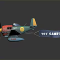 Cartoon Style Airplane Model Featuring Green Yellow Red Blue Colors NAF On Tail And Propeller