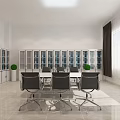 Modern Conference Room Interior Design With Long Table Office Chairs Glass Cabinets And Large Window
