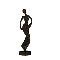 Abstract Bronze Female Sculpture With Curved Body And Square Base Stand
