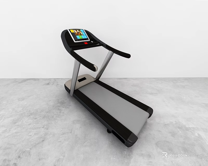 Modern Electric Treadmill With Digital Display Screen For Home Gym Fitness Training 3d model 