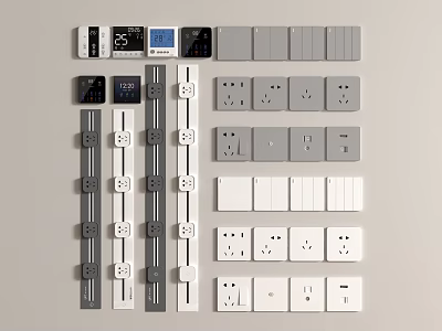 Various Electrical Switches And Power Sockets With Different Colors And Designs For Home 3d model