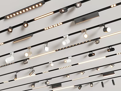 Modern Track Downlights And Spotlights With Various Designs For Home Lighting Solutions 3d model