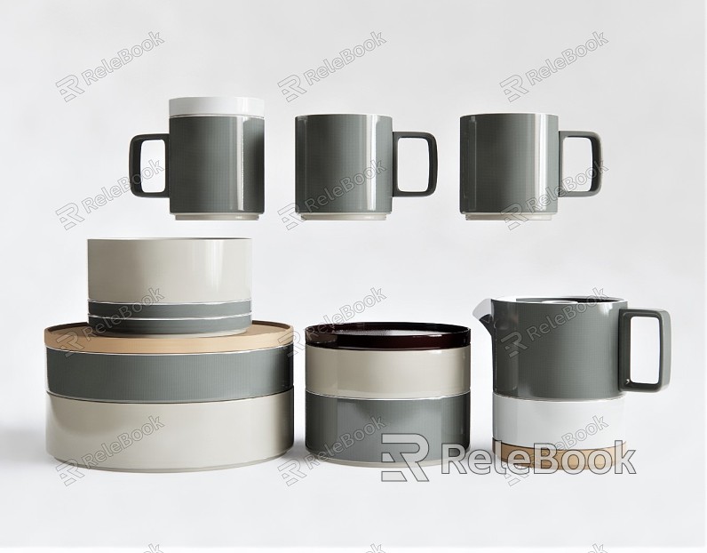 Modern tableware ceramic tea cup ceramic lunch box plate model