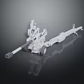 White Mechanical Military Equipment Model With Long Gun Barrel And Wheels