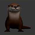 Realistic Red Otter 3D Model Rendered On Gray Background With Detailed Fur