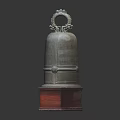 Traditional Musical Instruments and Art Supplies With Bronze Bell Decorative Ring Top Red Wooden Base