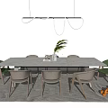 Modern Dining Table and Chair Combination Dining Table and Chair Combination Dining Table and Chair Chandelier 3d model