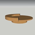 Round Wooden Coffee Table With Modern Minimalist Design And Unique Shape 3d model