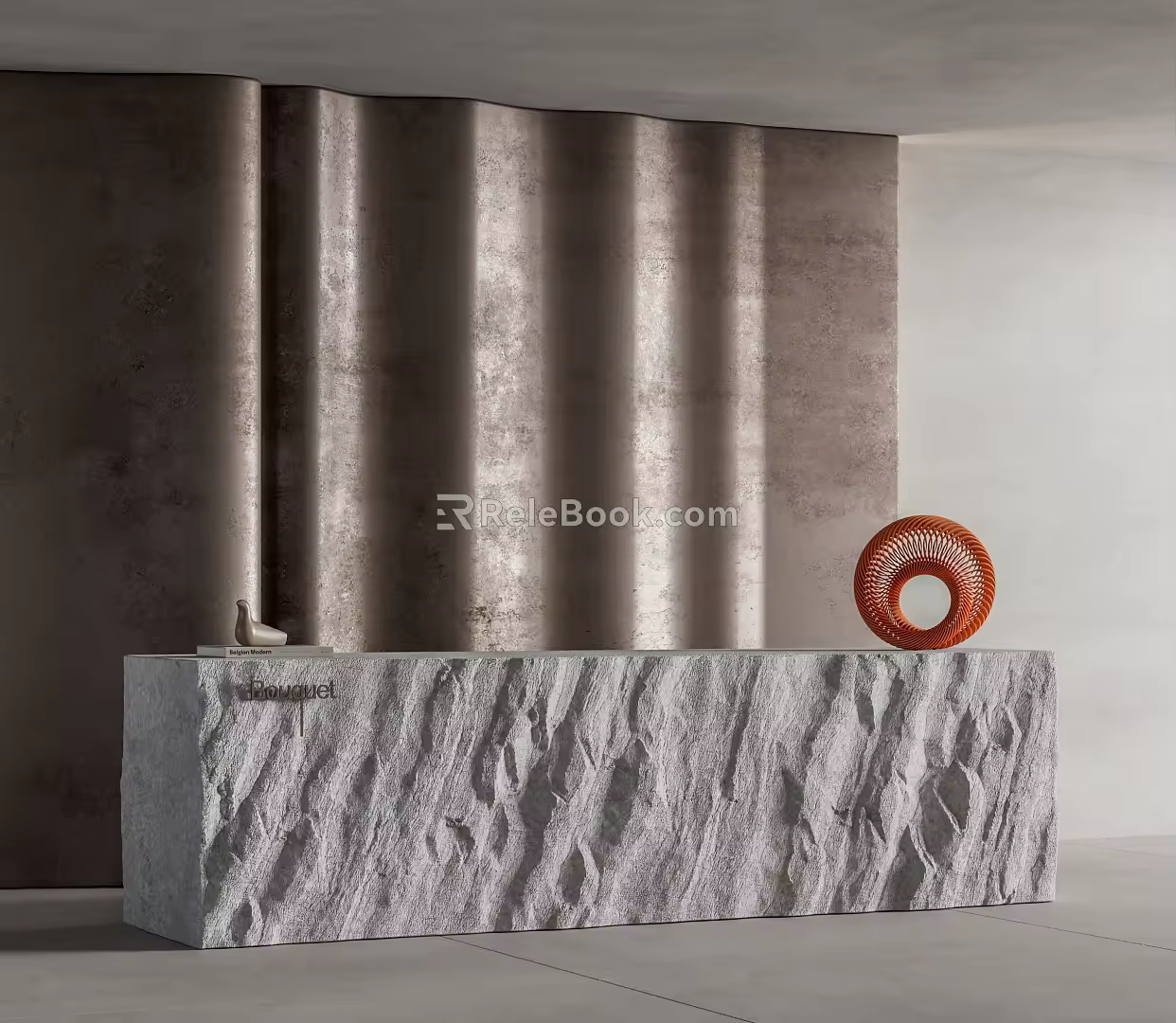 Modern reception desk Office desk Front desk background wall 3d model