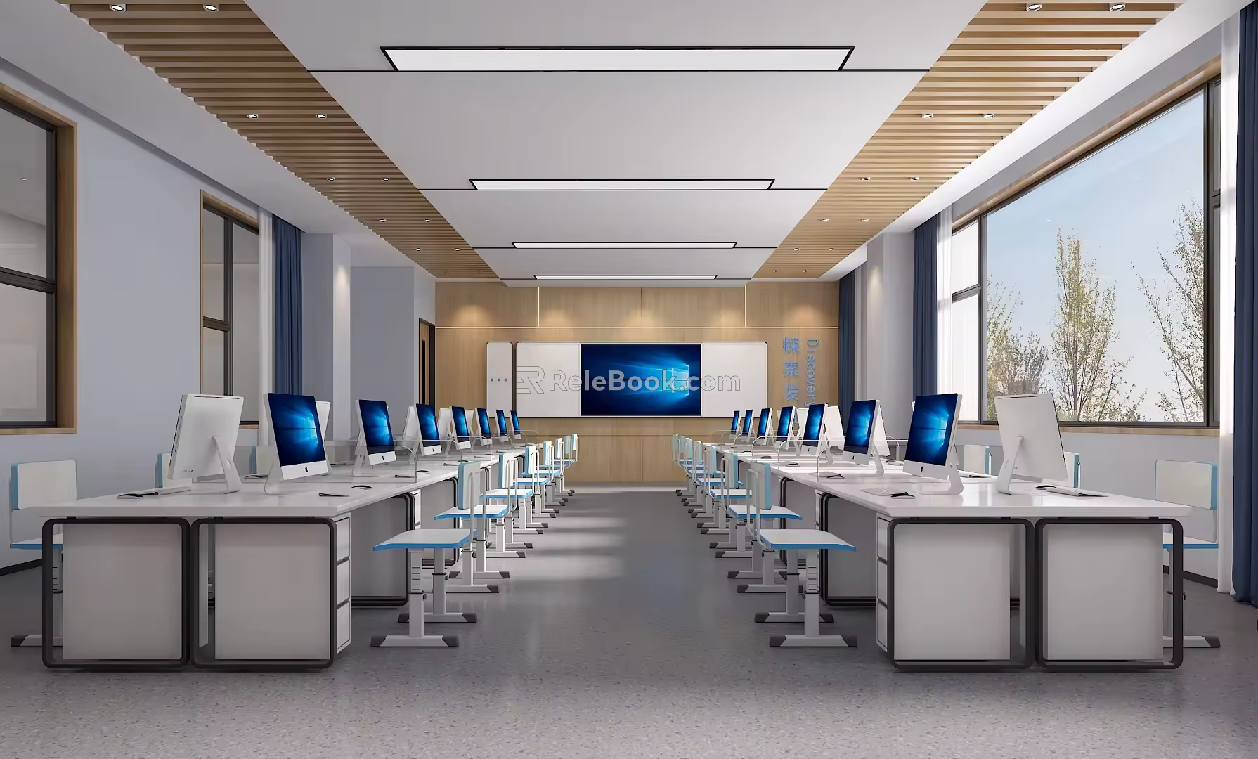 Modern Classroom Computer Classroom 3d model