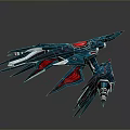 Futuristic Blue And Red Cosmic Spaceship With Sleek Design And Aerodynamic Wings