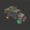 Gray Military Armored Tank With White Cross Symbol Top Mounted Structure And Observation Ports