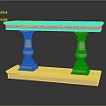 Light Wooden Table With Two Column Supports And Rectangular Base On Grey Black Gradient Background 3d model