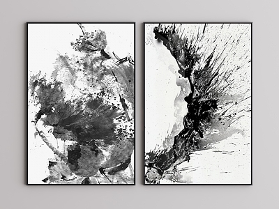 Ink painting black and white decorative painting model