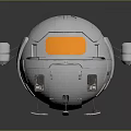 Futuristic White Spherical Equipment With Yellow Glowing Window Cylindrical Side Components And Base Stands