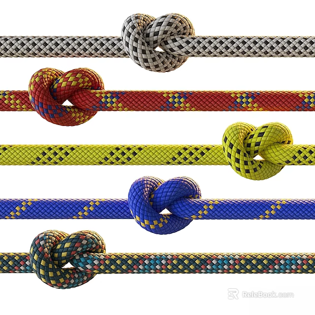 Multicolored Knotted Rope Components With Decorative Patterns And Bright Color Hues 3d model 