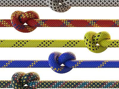Multicolored Knotted Rope Components With Decorative Patterns And Bright Color Hues 3d model