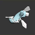 Abstract 3D Model With Light Blue Body White Components And Transparent Geometric Parts