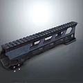 Tactical Weapon Rail System With Black Metal Structure Multiple Holes And Grooves 3d model