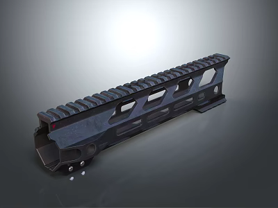 Tactical Weapon Rail System With Black Metal Structure Multiple Holes And Grooves 3d model