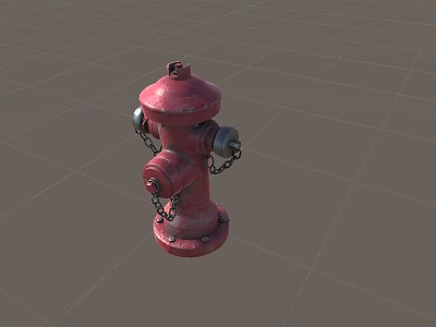 Red Fire Hydrant Essential Fire Safety Equipment With Metal Chains 3d model
