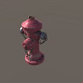 Red Fire Hydrant Essential Fire Safety Equipment With Metal Chains 3d model