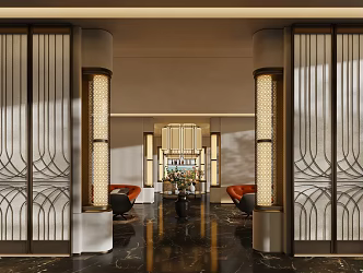 Modern Club Hotel Rest Hall Hotel Tea Bar Hotel Screen 3d model