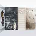 Sports Equipment Setup On Chalkboard Wall With Basketball Hoop Ladder And Hooks