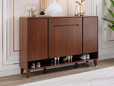 New Chinese-style Solid Wood Shoe Cabinet model