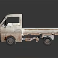 Old White Rusty Truck Model With Weathered Exterior And Details