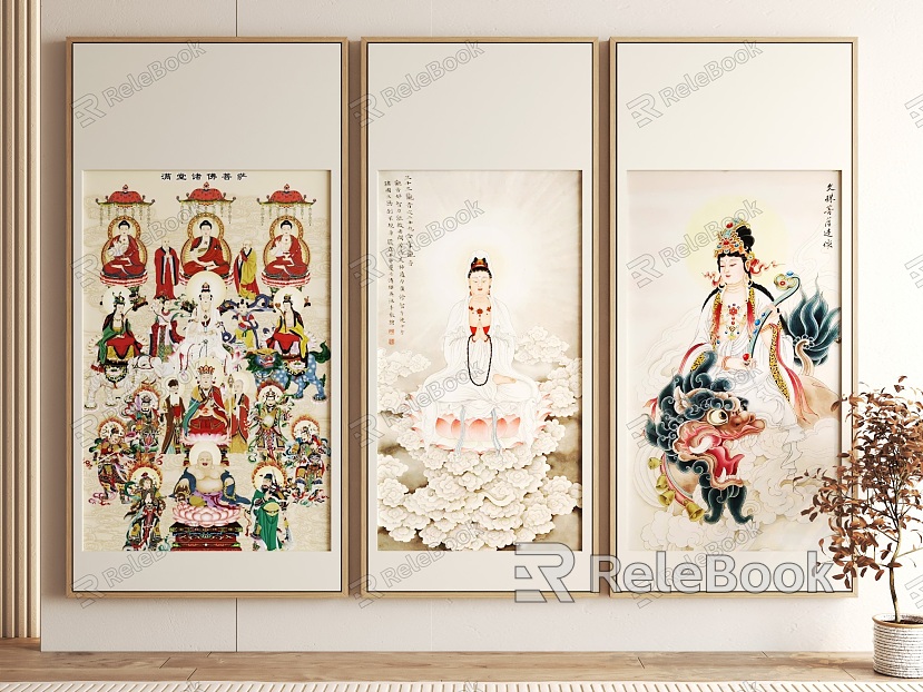 New Chinese Decorative Painting Buddha Statues Guanyin Statues Hanging Painting model