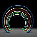 Colorful Curved Arches Sculpture With Multiple Vibrant Rings Design
