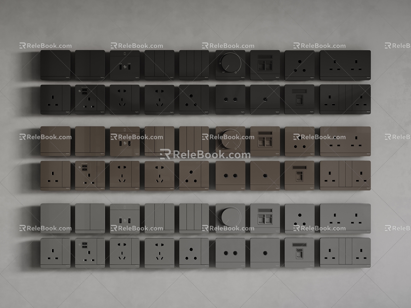 Switch switch socket combination intelligent switch panel 3d model