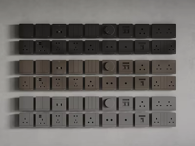 Variety Of Switch Panels In Different Colors And Types 3d model