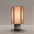 Modern Table Lamp With Beige Stitched Lampshade And Silver Base Design 3d model