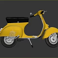 Yellow Classic Scooter With Black Leather Seat And Vintage Design Elements