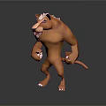 Anthropomorphic Lion 3D Character Standing With Muscular Build Orange Fur White Mane And White Claws