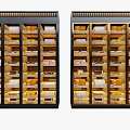 Modern Double Decorative Cabinets Interior With Multiple Shelves And Displayed Items 3d model