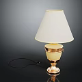 Stylish Table Lamp With White Lampshade And Gold Base Electric Cord