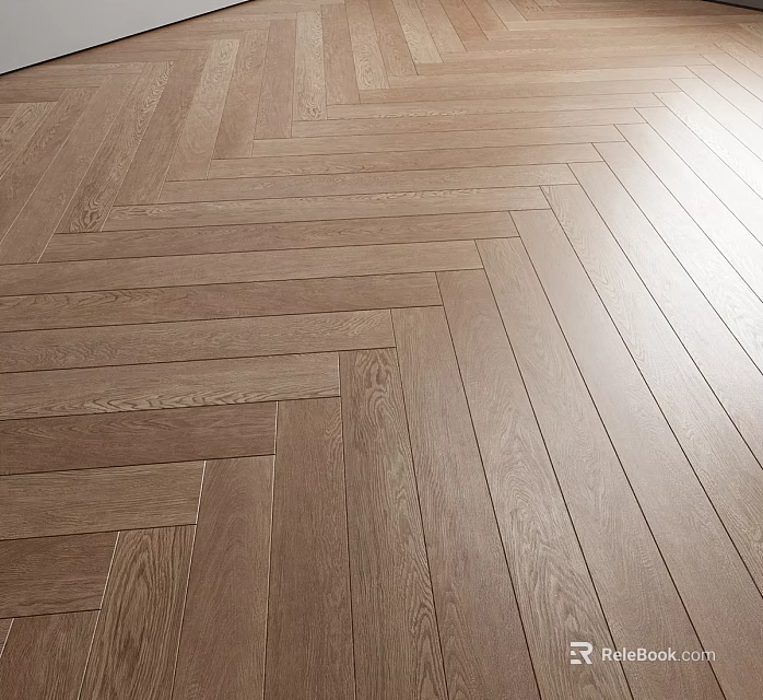Wooden Flooring with Herringbone Pattern Oak Hardwood Natural Grain and Smooth Shiny Surface 3d model 