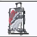 Transparent Suitcase with Red and White Sneakers Inside and Wheels Retractable Handle