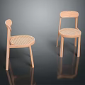 Two Light Wooden Leisure Chairs with Woven Seats and Simple Modern Design