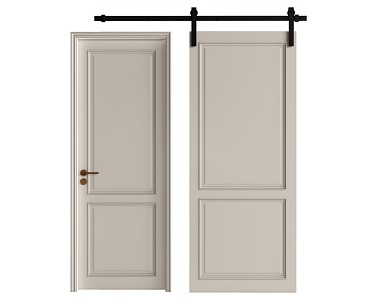 Modern Barn Door Single Door Bedroom Door 3d model