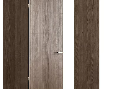 Modern Wooden Swing Door With Brown Wood Finish And Metal Handle For Interior Design 3d model