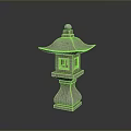 Traditional Stone Lantern With Square Body Dome Top And Textured Base For Oriental Garden Decor