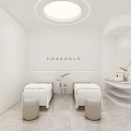 Bright Minimalist All White Beauty Salon Interior Design With Comfortable Reception Leisure And Treatment Spaces