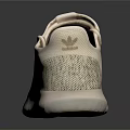 Beige Knit Casual Shoes With White Sole And Lace Up Design