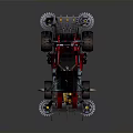 Red And Yellow Modified Racing Car With Skull Decoration Gears Spikes And Flag
