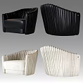 Modern Single Sofa With Black And Beige Pleated Upholstery Design 3d model