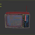Vintage Red Computer Monitor With Retro Antenna And Black Screen Design